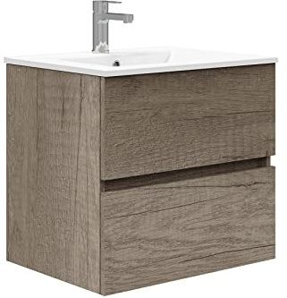 Baikal Trix Badezimmermöbel, 60 cm, 2 Schubladen, zur Wandmontage, Verschiedene Ausführungen und Maße, montiert, 2 Schubladen, 60 cm Nebraska
