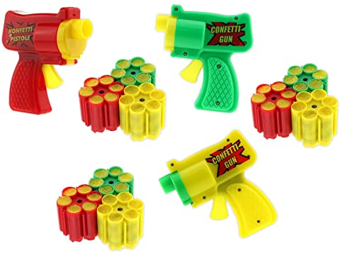 Confetti pistolets et munitions - fête, festival, carnaval, fête d'anniversaire, carnaval, mariage, surprises de tireur - Lametta paillettes - pistolets couleur aléatoire (3 pistolets)