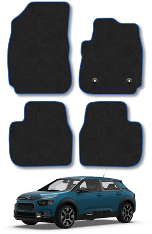 Citroen C4 Cactus (2014-2021) Carpet Car Mats | Blue Edge Trim Tailored Fit Floor Mats Full Coverage Protection Accessories Easy Clean Anti Slip Made in the UK
