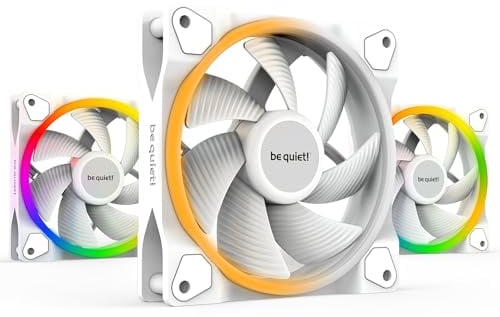 be quiet! Light Wings 120mm PWM White fan, 3 fans included, ARGB lighting, multiple colors and modes, silence-optimized fan blades, high air pressure, low noise-generating turbulences