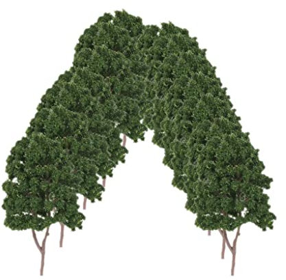 Tiuimk Pack of 20 Dark Green Plastic Model Trees for N Scale Train Layout