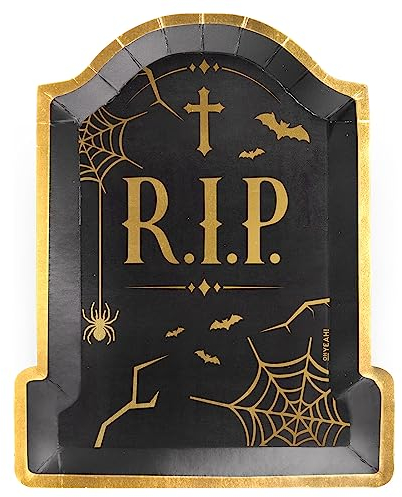 OH Yeah - 2 Bandejas Cartón Halloween Tumba - 34 x 27 cm - Bandeja Cartón Desechable - Decoración Mesa Halloween Temática Calabaza - Vajilla Decoración Halloween Calabaza - FÁCIL Montaje