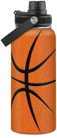 SANDJEST Basketball-Wasserflasche, 900 ml, Edelstahl, isolierte Flaschen für Männer und Frauen, Sportliebhaber, Fan, Spieler, Trainer – Basketballgeschenke für Geburtstag Weihnachten