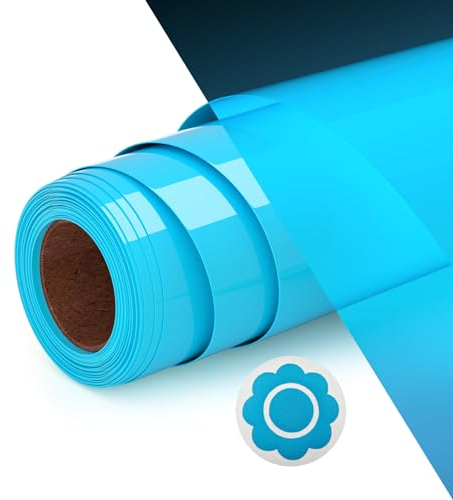 Ryebme Plotterfolie Textil, 3D Puff Vinylfolie Plotter 10 x 6FT Flexfolie Plotter Textil Leuchtend für Diy T-Shirt, Einfach Zu Schneiden für Stoff Zum Aufbügeln (Blau/Leuchtend)