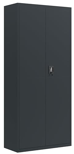 vidaXL Aktenschrank, Büroschrank mit 4 Einlegeböden, Abschließbar Metallschrank Schrank mit Türen, Aufbewahrungsschrank Büromöbel, Anthrazit Stahl