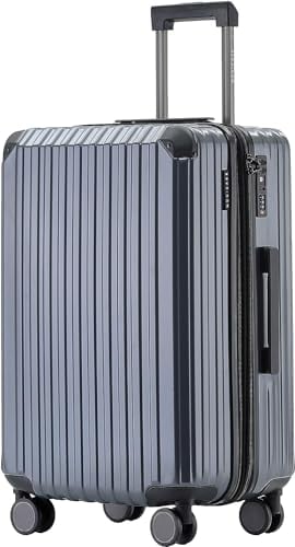 Münicase M816 TSA-Schloss Koffer Reisekoffer Trolley Kofferset Hardschale Boardcase (Grey, Großer Koffer)