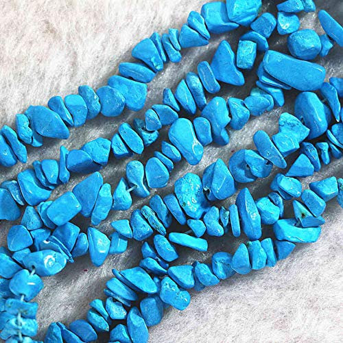 AZOOB Natura Blauer Calait-Türkis-Stein, unregelmäßiger Kies, 5–7 mm, lose Perlen for DIY-Schmuck, 88,9 cm, B542 ERTEYIN