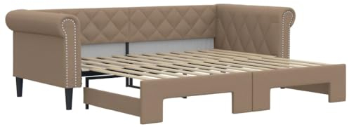 vidaXL Tagesbett, Ausziehbar Schlafsofa mit Lattenrost, Bettsofa Gästebett für Schlafzimmer Wohnzimmer, Sofa Bett Ausziehbett, Cappuccino 90x200 cm Kunstleder