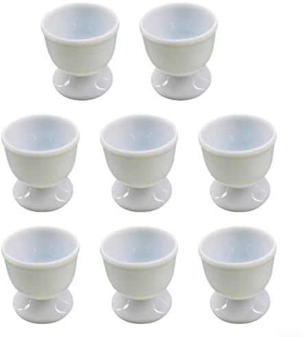 Zoegneer Lot de 8 coquetiers en plastique blanc élégant pour œufs durs ou mous
