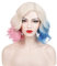 TOMIGO Damen Kurz Rosa und Blau Gewellt Perücke, Ombre Blonde Bob Perücke für Halloween Karneval Kostüm