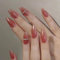 Sethexy Rose Amande longue Ongles à presser Stiletto Brillant Faux ongles Métallique Faux ongles pour femmes et filles 24PCS (4)