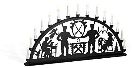 Außenschwibbogen Schwibbogen Lichterbogen 15 flammig/Metall - Motiv: Schwarzenberg - Farbe: schwarz (1,2 Meter)