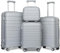 Kono Reisekoffer 4teiliges Set Polypropylen Handgepäck Set Hartschalen Trolley mit 4 Drehrollen und TSA Schloss(Grau)