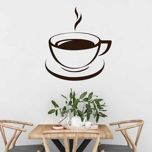GRAZDesign Wandtattoo Tasse Kaffee Coffee Wandaufkleber Küche Esszimmer Cafe Deko selbstklebend - 34x30cm / dunkelrot
