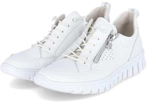 Waldläufer Damen Low Sneaker Birdy Weiß Glattleder, Größe:38, Farbauswahl:weiß