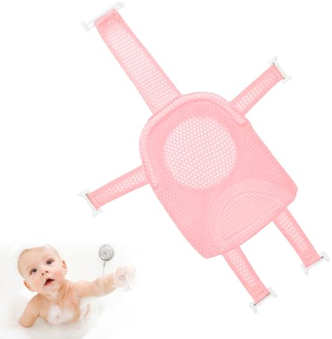 Badewannensitz Baby,Baby-Badesitznetz,Neugeborene Dusche Mesh,Sicherheitsbadesitz,Babybadenetzt,Baby-Badenetz,Baby-Badekissen,Verstellbares Badesitznetz 0–2 Jahre,Neugeborenes Geschenk,Rosa