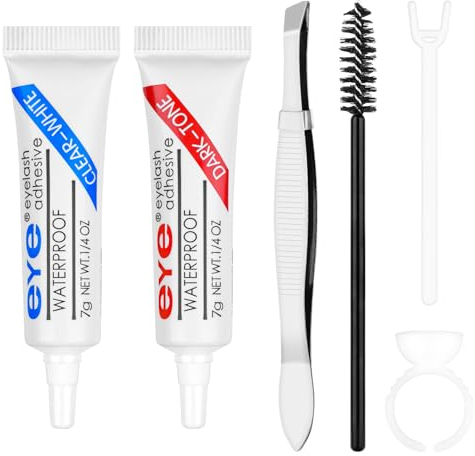 2PCS Strip lash adhesive, Colle faux cils, Extension Cils Colle Adhésif, Latex Eylash Glue, Colle a Faux Cils imperméable, adhésive résistant à l'eau pour cils 7g