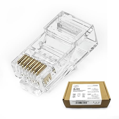 XANHAM 50 Pack Cat 6 RJ45 Connectors Regular Unshield Modular Crimp Network Plug for Cat6, Cat6e, Cat5, Cat5e UTP Solid or Stranded Ethernet Cable