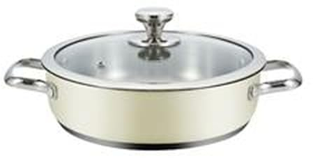 Haeger Casserole avec couvercle beige Ø 24 cm - 18.9 kg - Acier au carbone - Polie - Beige - COOKING_POT - Home & Kitchen - avec couvercle