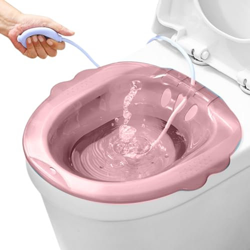 Baignoire de Sitz pour les toilettes, au-dessus des toilettes Sitz Bath pour les hémorroïdes, bidet portable anti-débit avec des trous de drainage et du rin