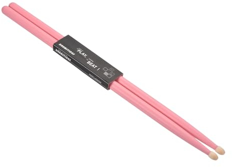 QUARKZMAN 1 Coppia Bacchette per Batteria in Legno Acero con Impugnature Antiscivolo 7A Rosa Bacchette Classiche con Punta in Legno per Strumenti Musicali a Percussione