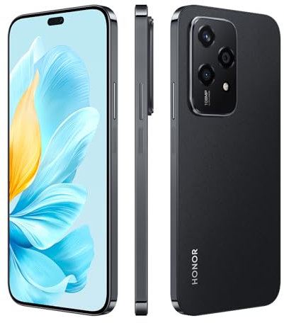 HONOR 200 Lite 5G Smartphone Triple Cámara 108 Mpx,Memoria ROM 256GO,RAM 8GO, Pantalla 6.67'', Batería mAh 4500,8-Core MediaTek Dimensity 6080(6nm),Dual SIM, NFC,MagicOS 8.0/Android U,Negro