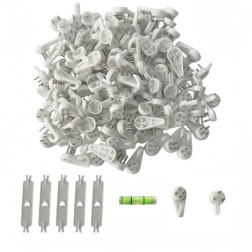 WYAN Ganci per Quadri, 2 Misure Ganci per Specchio a Muro, 150 Pezzi Chiodi per Quadri Muro, per Appendere Cornici Decorazioni Murali, per Cartongesso Duro, Foto Matrimoni, Dipinti (Bianco)