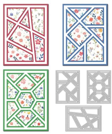 DELORIGIN Geometric Frames Cutting Dies Card Making Die Borders Stencil Carbon Steel Die Cuts Card Scrapbooking Embossing Template Metal Dies for Cards Craft Paper Album Invitation Background Panels