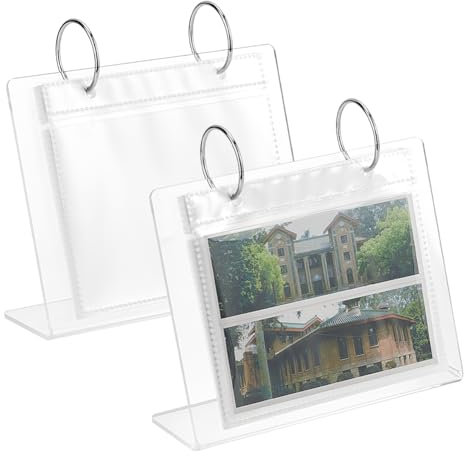 FINGERINSPIRE 2 Stück Acryl Tischkalender Aufbewahrung Fotoalben Ständer Mit 34 Taschen Vertikales Fotoalbum Kalender Fotoalbum Schreibtisch Fotorahmen Durchsichtiges Acryl Fotoalbum