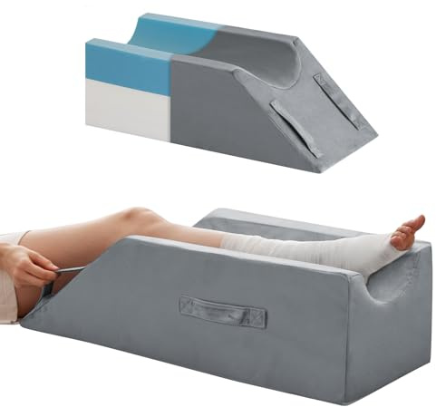 MEGCXIT Leg Pillow Elevation Blood Circulation, Wedge Pillow for Legs Swelling, Knee Pillow Wedge Post Surgery, Leg Elevation Pillows for After Surgery, Memory Foam Foot Leg Elevating Pillow, Grey