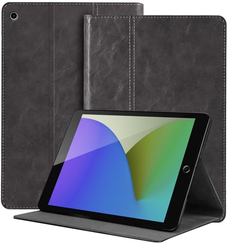 NANRUIL Leder Hülle für iPad mini 7,9 Zoll 2012/2013/2014/2015/2019 | Echtes Leder Huelle,für iPad Mini 1./2./3./4./5.Gen,Tablet Schutzhülle Case Cover,Auto Wachen/Schlafen.Grau