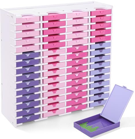 Trabricks Mate 60 Grids Diamond Painting Trays Tower Organizer, Diamond Painting Storage Accessories, Diamond Art Trays with Lids Shelf, Diamond Art Paintings Tools for DIY Craft Arts (white, 60grid)