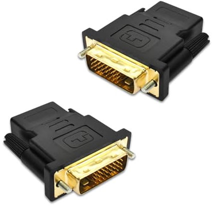 Neoreser 2 Pack Adaptateur DVI vers HDMI, Adaptateur HDMI DVI, Adaptateur HDMI Femelle vers DVI mâle (24+1) 1080P Full HD avec Cordon plaqué Or(Noir)