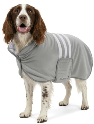 FurDreams Dog Drying Coat – Super Absorbent Microfiber Robe for Quick Results – Soft, Cozy Jacket with Secure Fit – Lightweight, Durable Towel for Home, Grooming & Travel – Size L