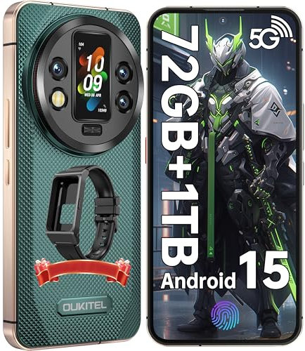 OUKITEL WP200 PRO Rugged Smartphone 5G Android 15-72GB+1TB Telefono Indistruttibile con Cuffie/Smartwatch, 108MP+32MP Rugged Phone, 120Hz 6.7 FHD+, 8800mAh, Fingerprint/OTG/Dual SIM/NFC/GPS, Verde