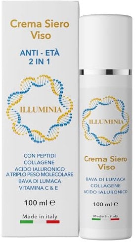 Crema siero Viso Donna Antirughe con Bava di Lumaca, Acido Ialuronico, Collagene e Peptidi – Rassodante, Illuminante, Schiarente – Trattamento Idratante Anti-Età per Pelle Secca