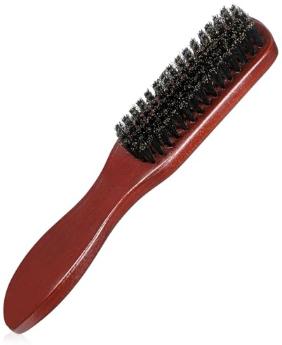 Wildschweinborsten Bürste Sleek Bun Bürste Haarbürste mit Holzgriff Haarstyling Bartkamm Männer für Langes, Dickes, Lockiges, Welliges, Trockenes Oder Geschädigtes Haar