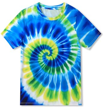 TongKiKi Boys Tie Dye Shirt Hippies Senior Rainbow Tees Short Sleeve T Shirts for Kids,Chromata Vortex,9-11Y