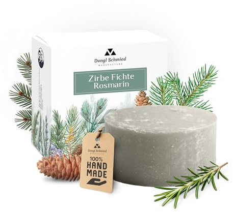 Dungl Schmied | Zirbe Fichte Rosmarin festes Shampoo | Handgemacht | 70g Shampoo Bar | Ohne Palmöl | Vegan | Naturshampoo mit natürlichen Inhaltsstoffen | Für alle Haartypen