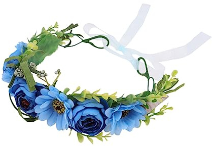 GALPADA Blauer Braut Haarkranz aus Simulation Rosen Leichtes Blumen Stirnband für Hochzeit Party Fotoshooting und Karneval Komfortables Haarschmuck Accessoire für Bräute und