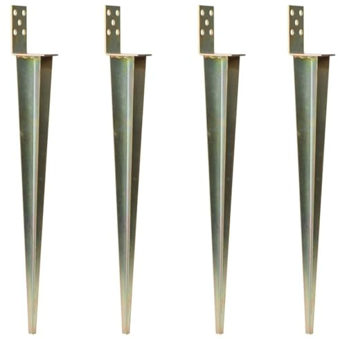 4-er Set L Einschlaghülse Pfostenträger 700mm zum Einschlagen Anker Gold | Einschlagbodenhülse Feuerverzinkt Bodenhülse für Konstruktionen