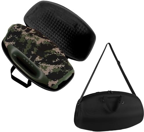 Tragetasche für JBL Boombox 4, Reise-Aufbewahrungstasche, tragbarer Organizer, Lautsprecher, EVA-Schutzhülle mit Schultergurt und kleiner Tasche für Boombox 4 Lautsprecher (gefüttert, schwarz)