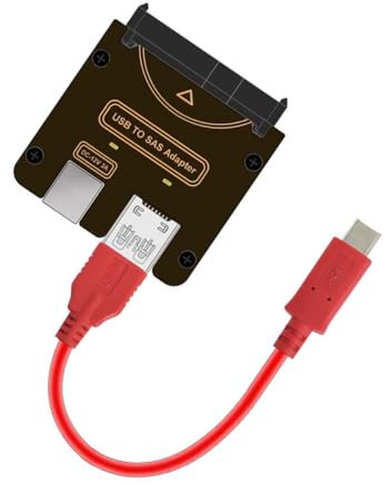 NGFF Adattatore RAID per disco rigido SFF-8482 da SAS 29 pin a Type-C USB-C e USB-A USB 3.0 5 Gbps con chipset e porta di alimentazione (richiede alimentatore 12V/3A)