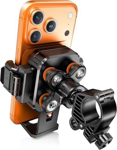 MJgalax Soporte Móvil Moto, Soporte Móvil Bicicleta Antivibración y Antirrobo, Porta Movil Bici Liberación Rápida y Rotación 360° para iPhone 13-17 S-Pro, Samsung, Xiaomi, de 4.0-7.0 Smartphone.