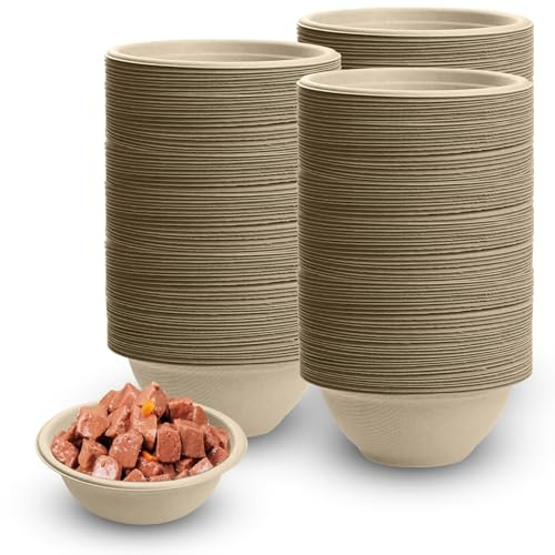 Lot de 100 gamelles jetables épaisses pour chatons et chiots - Nourriture humide et sèche - 220 ml