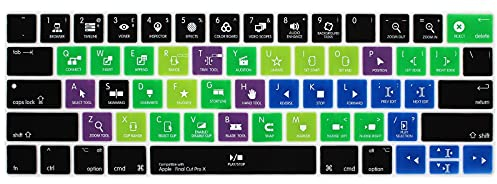 HRH Final Cut Pro X Shortcuts Hotkey Silikon-Tastaturabdeckung für MacBook Pro mit Touch Bar 33 cm und 38,1 cm (A2159/A1989/A1706,A1990/A1707) 2019 2018 2016 2017 Version US-Version