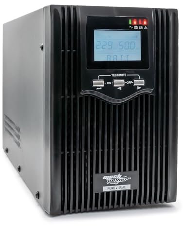 Mach Power Gruppo di continuità per Pc (UPS-LIT12DP) - UPS line interactive 1200VA/800W, onda sinusoidale pura, stabilizzatore AVR, 2 batterie 12V/7Ah, 3 uscite IEC, 1 porta USB, 1 porta RJ45