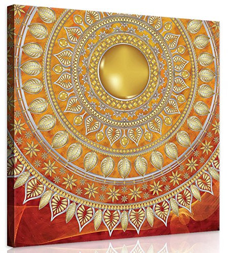 Forwall Bilder Canvas Orientalisch Orient Mandala groß Indische Schlafzimmer Wohnzimmer Leinwandbilder Wandbild Kunstdruck Wandbilder Wand Bild auf Leinwand Aufhängefertig (10120, O2 (80 x 80 cm))