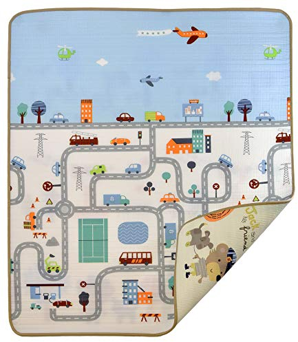 Humbi Spielmatte Schaumstoff EPE Krabbeldecke für Babys und Kinder Krabbelmatte Bodenschutz doppelseitig wasserdicht mit Tragetasche (150 x 100 x 1 cm)