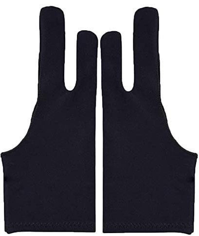 Desenda 2pcs Free Size Black Tablet Drawing Anti-fouling Glove Artist Two Finger Glove for Graphic Tablet, Art Creation and iPad Pro Pencil, for Right Hand or Left Hand